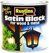 Rustins Quick Dry Satin Black Paint 250ml Smooth Finish Interior Exterior
