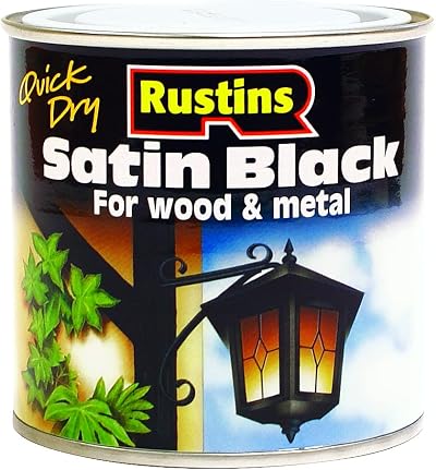Rustins Quick Dry Satin Black Paint 250ml Smooth Finish Interior Exterior