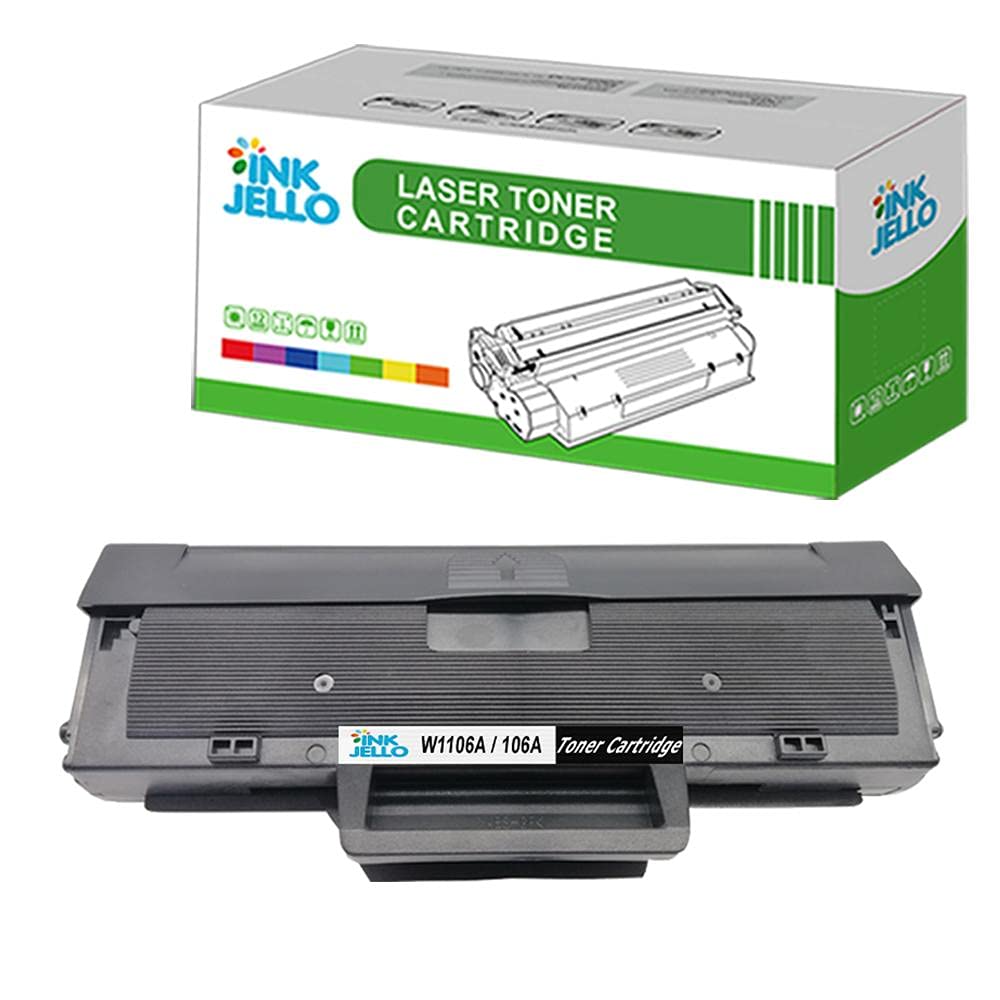 InkJello Toner Cartridge for Printer, Compatibile with HP Laser 107 107a 107w MFP 130 MFP 135a MFP 135ag MFP 135w MFP 135wg MFP 137fnw MFP 137fwg MFP 138fnw MFP 138fw MFP 138p W1106A 106A (Black)