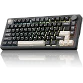 DAREU FLEX75 Gasket Wireless Mechanical Keyboard with Knob | Tri-mode,Hot Swap,75% Custom Gaming Keyboard with PBT Keycaps,RGB Backlit for Mac/Win