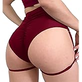 BZB Women's High Waist Yoga Shorts with Garters Booty Dance Cheeky Hot Pants Gym Workout Active Butt Lifting Sports Leggings