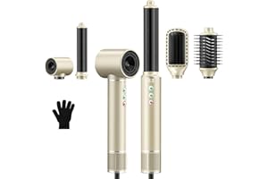 YITRUST 5 in 1 110000 RPM Hair Dryer Brush, Negative Ionic Hair Dryer, 20m/s Airflow Air Styling Curling Iron, Powerful Hot Air Brush, Oval Brush, Hair Styler Tools,Hair Straightener Brush Set Gold