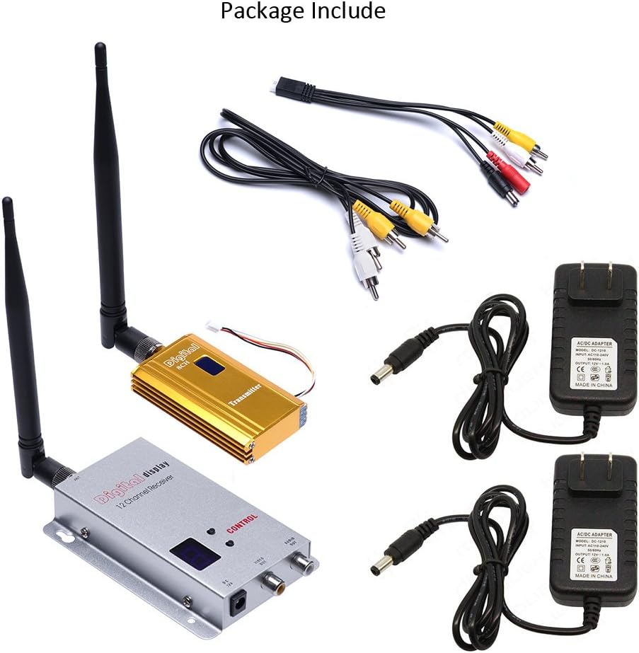 Hikity Updated 1.2G 1.5W High Power Wireless Audio Video AV 8CH Transmitter 12CH Receiver Sender Kit (DC 12V) Support CVBS CCTV Camera DVR FPV(Not Support AHD Camera) : Camera & Photo