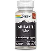 SOLARAY Shilajit 500 mg, PrimaVie (R) Himalayan Shilajit for Men, Adaptogenic Cellular Energy Support, Men’s Health Supplement, Vegan, Gluten Free, 60-Day Guarantee - 30 Servings, 60 VegCaps