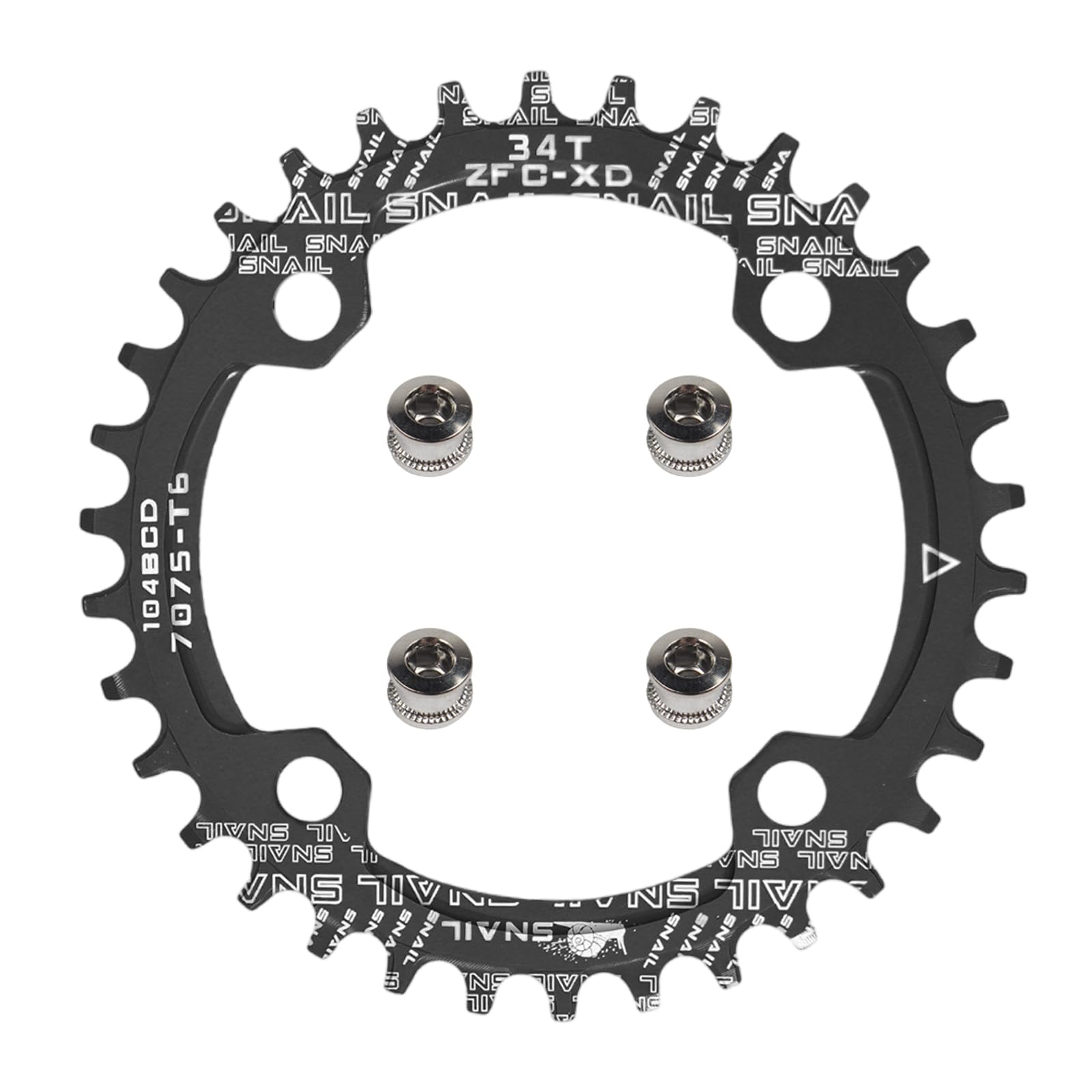 yongness Bicycle Chainring 104 BCD 32T 34T 36T 38T Single Narrow and Wide Sprocket Suitable for Road Bicycles, Mountain Bikes, BMX Crowns (Black 34T)
