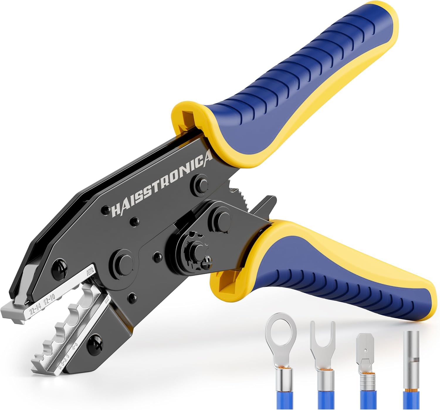 Photo 1 of haisstronica Crimping Tool for Non-Insulated Terminal,AWG 22-8 Ratchet Wire Crimper Tool,Wire Terminal Crimper HS-7327