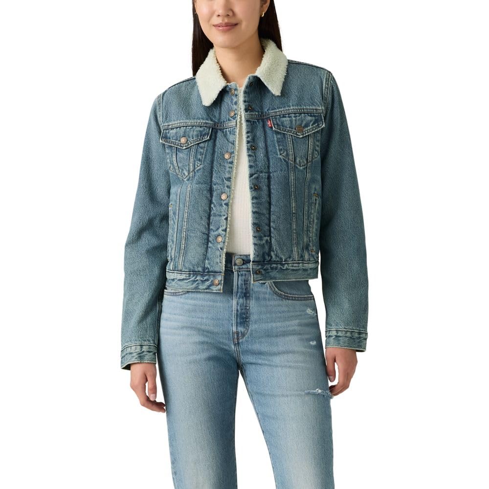 Levi's Women's Original Sherpa Trucker Jacket (Standard And Plus), (New) Heed And Hawed (Non Stretch), Medium Image