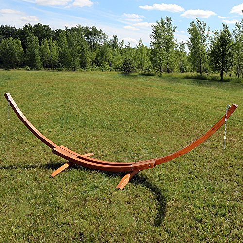 Sunnydaze 13 Foot Curved Wood Hammock Stand Only Person