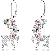 Qyvit Christmas Reindeer/Christmas Tree Earrings 925 Sterling Silver Xmas Jewelry Gifts for Women