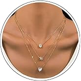 Zeshimb Layered Gold Necklace for Women Crystal Heart Star Teardrop Pendant Necklace Layering Gold Chain Diamond Choker Necklace Boho Cz Heart Star Teardrop Charm Necklace Jewelry for Women