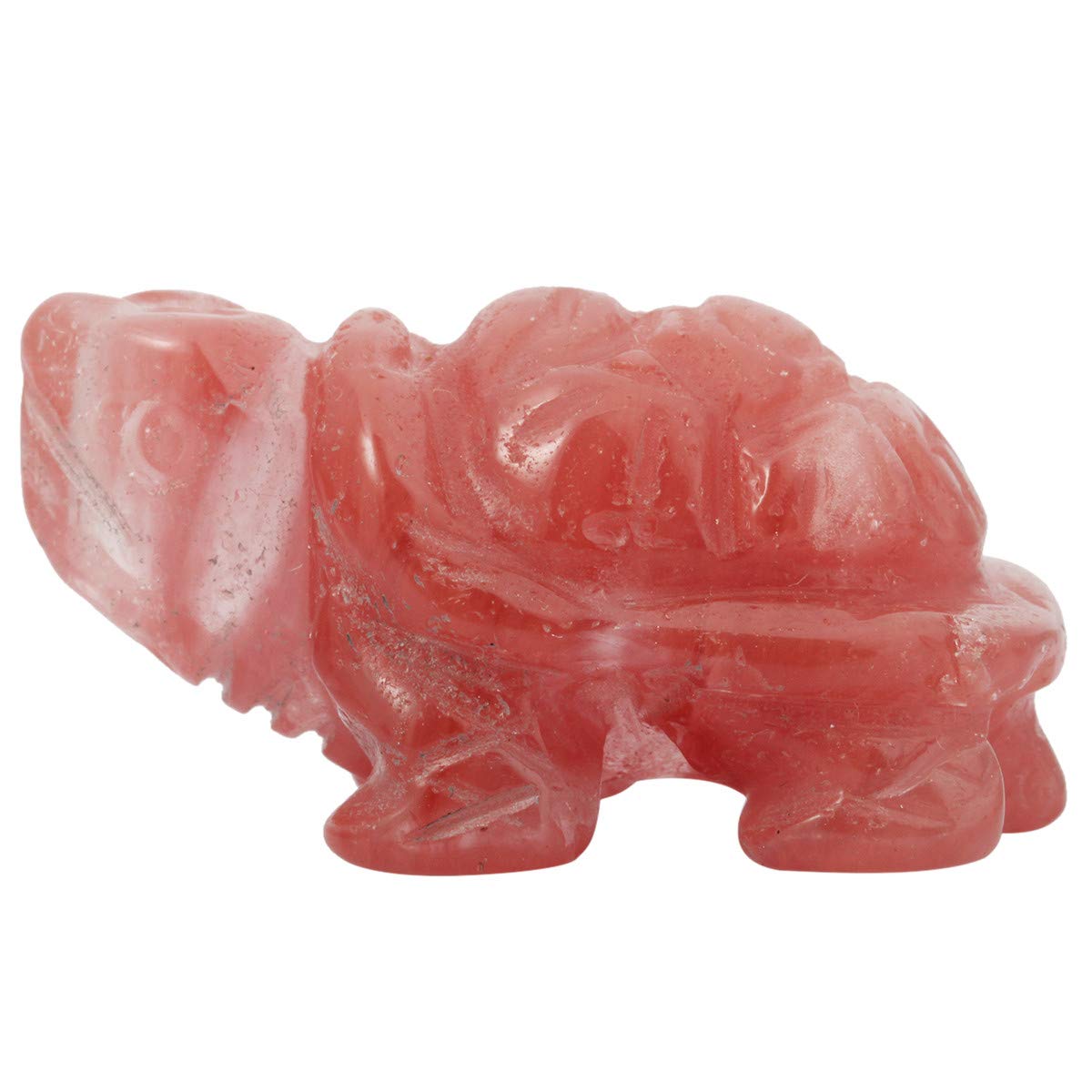 mookaitedecor Cherry Quartz Crystal Turtle Tortoise Statue Sculpture, Small Healing Stone Red Turtle Gift Reiki Pocket Gemstone Lucky Charm Ornament Desk Decor Figurines 1.5 Inch