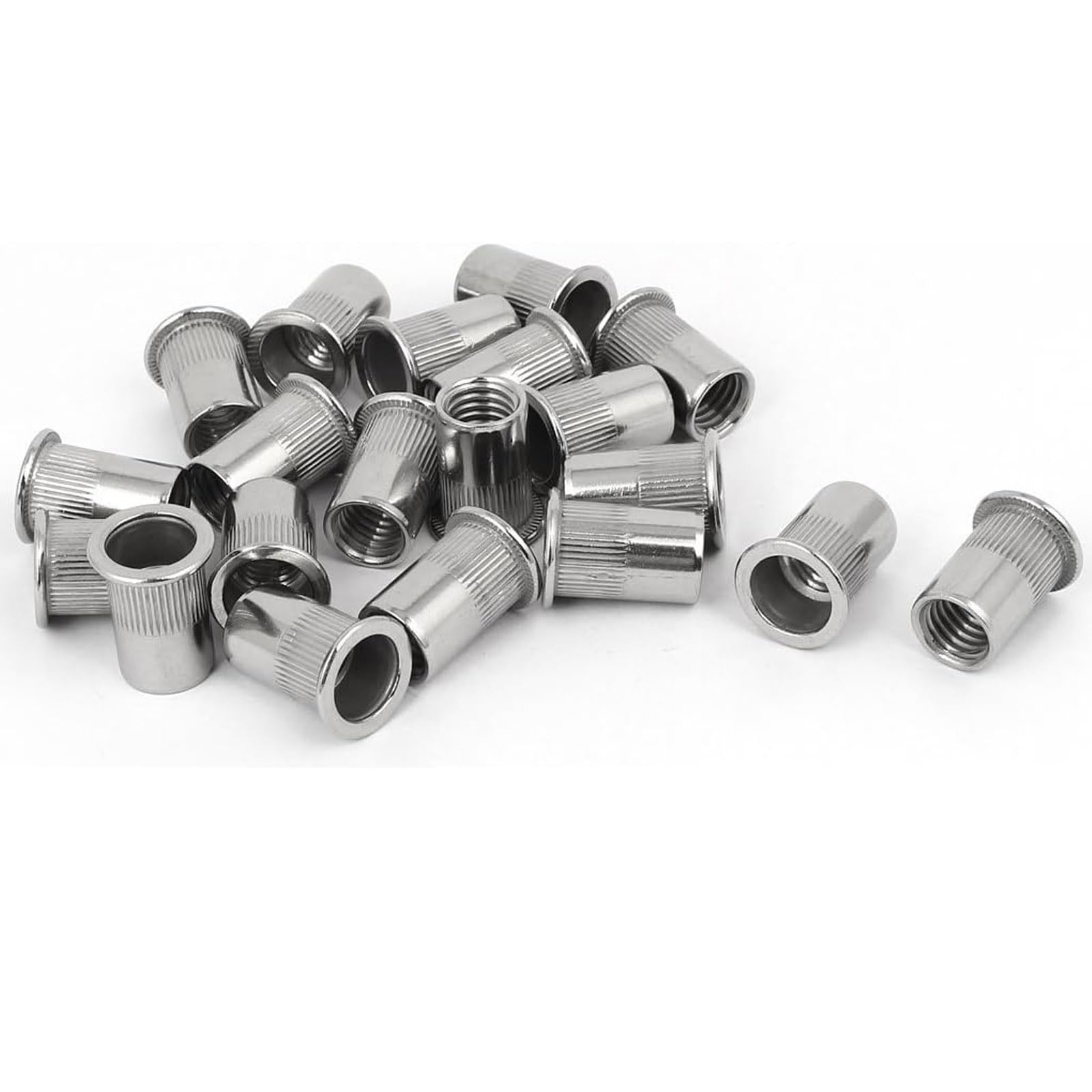 TA-VIGOR 20Pcs M12 x 1.75mm Rivet Nuts, 304 Stainless Steel Knurled Flat Head Threaded Insert Nut Silver for Automotive Furniture
