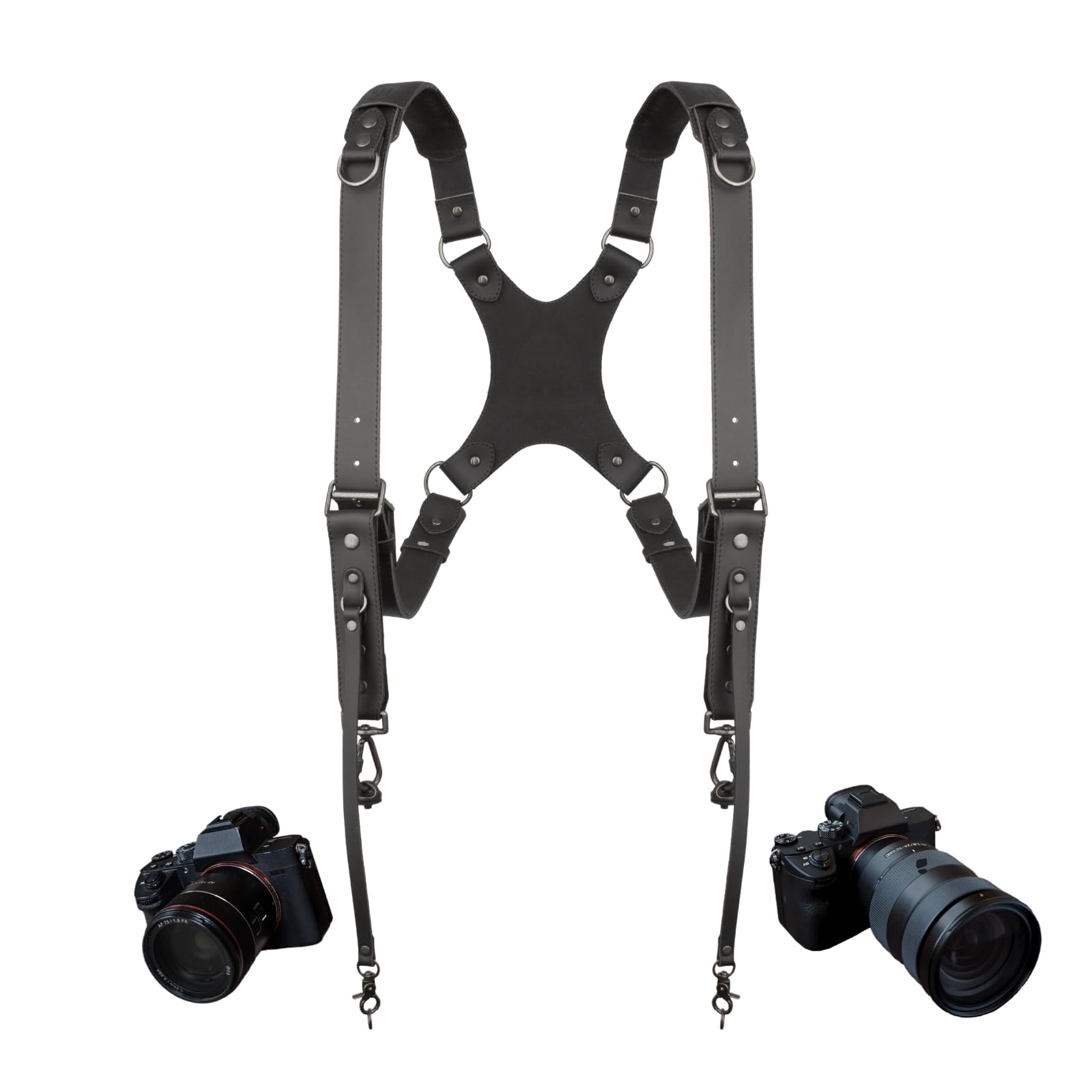 4J LEDR Camera Harness,Dual Shoulder Leather Camera Strap for Photographer,Camera Shoulder Strap for 2 Cameras Carrying for Men&Women, Multi Camera Gear for DSLR/SLR Strap,Quick Release