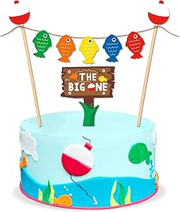 The Big One Cake Topper Bobber Gone Fishing Theme Little Fisherman Baby First Birthday Reel Fun Ideas O fish ally One Photo Props Decorations