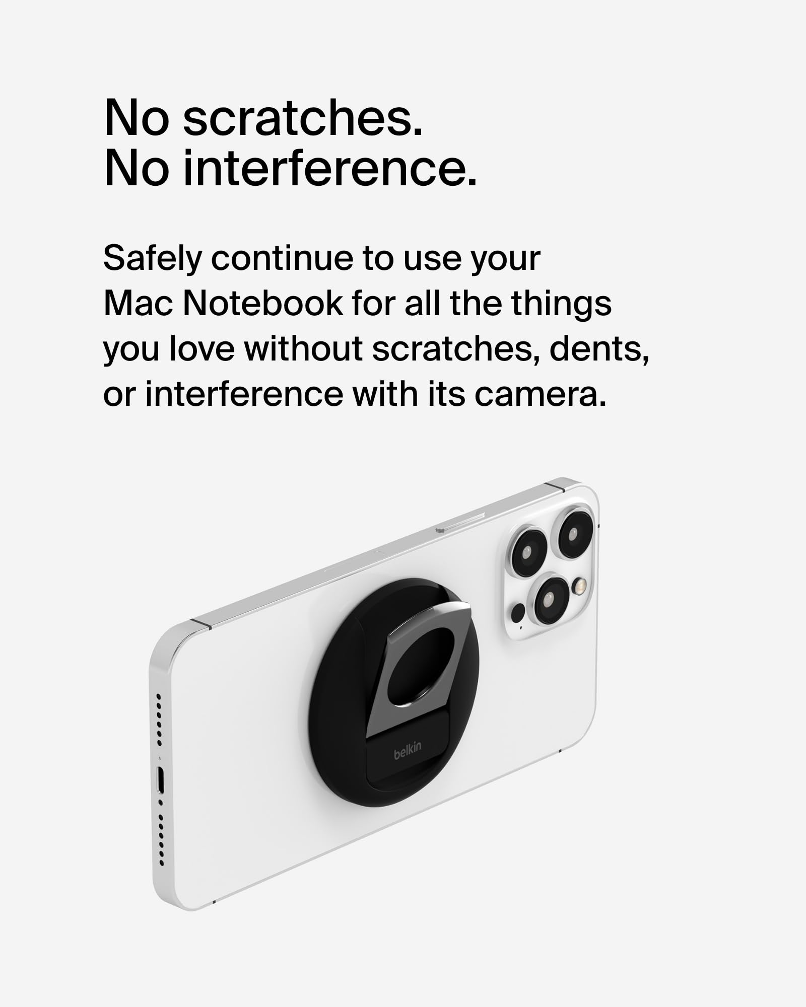 Belkin iPhone MagSafe Camera Mount for MacBook, Continuity Camera Mount, Turn to Webcam, Compatible with MacBook Pro, Air, iPhone 16, 15, 14, 13, 12 - Black
