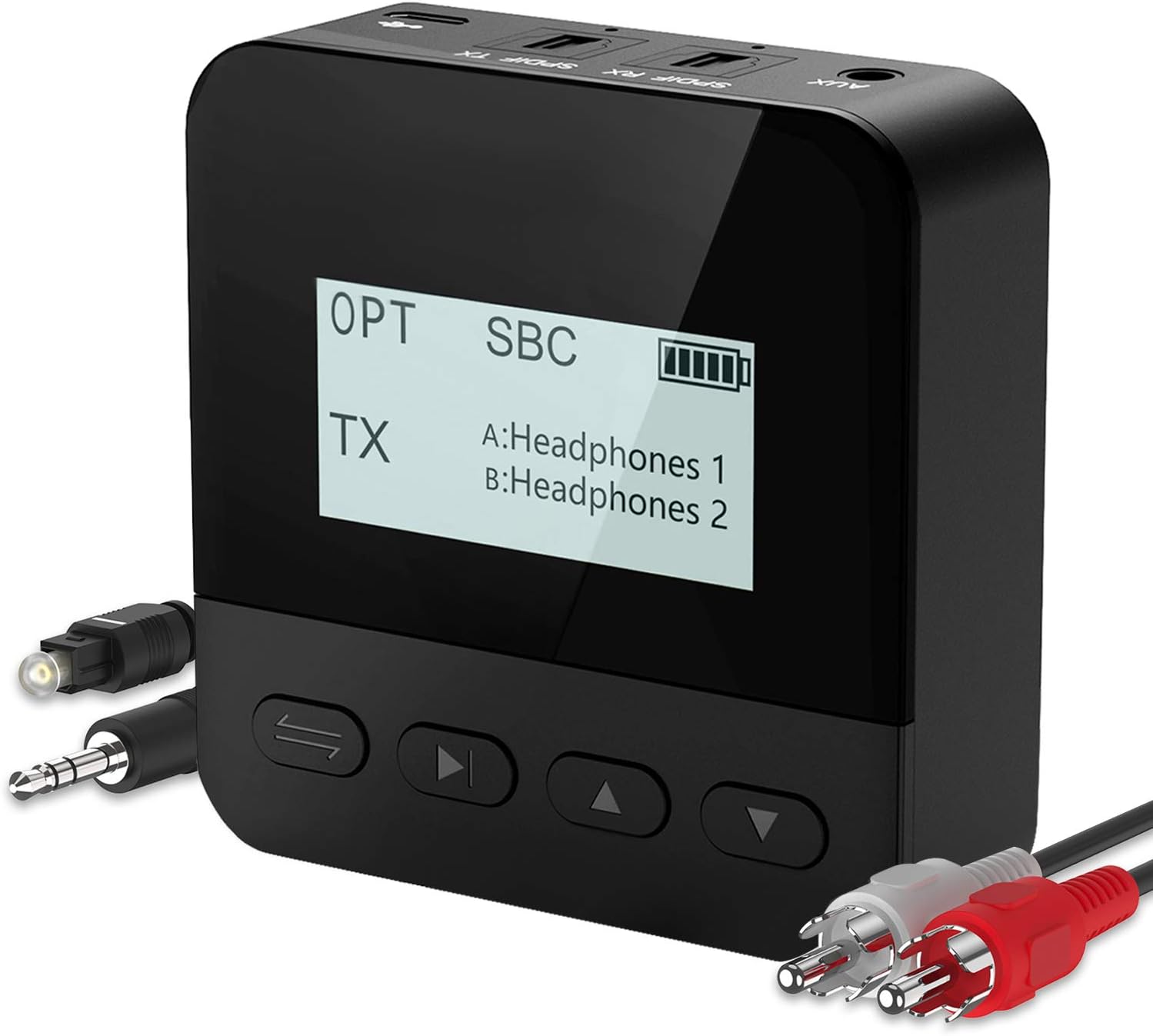 LED Bluetooth 5.0 Transmitter Receiver for TV, JTWEB Wireless Audio Adapter,22H Playtime,Dual Link, Low Latency,Optical TOSLINK 3.5mm AUX RCA for Home Stereo/Headphones/Car/PC,aptX LL & aptX HD: Home Audio & Theater