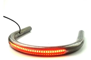 TADAFA Retro Motorcycle Seat Frame Hoop Flat Loop with LED Strips Brake Light Turn Singal Tail Light (7/8 inch Tube/Flat Loop/Width 215mm/8.46in)
