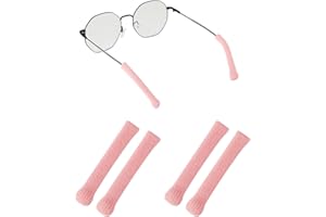 Omnful Upgrade Soft Knitting Cotton Glasses Ear Cushion, Eyeglasses Temple Tips Sleeve Retainer, Anti-Slip Elastic Eyeglasses Ear Grips for Glasses Sunglasses- Eye glasses Ear Cushions (2pairs Pink)