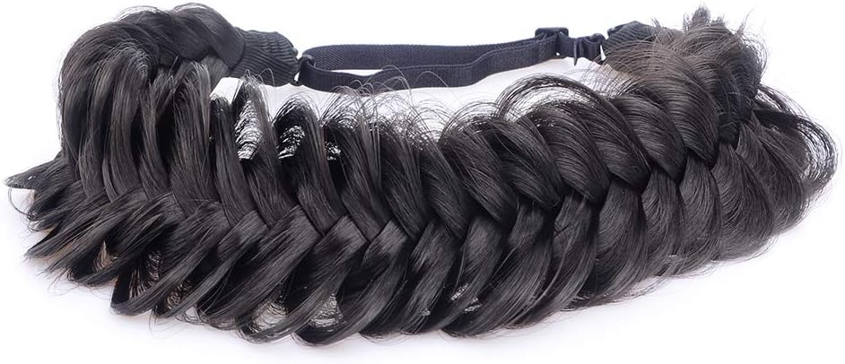 BOBIYA - 2-Strand Wide Braided Synthetic Hair Headband, Classic Natural Thick Braid for Women & Girls (Natural Black) - Image 3