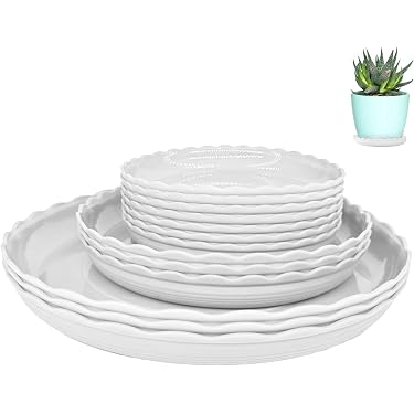 Acan Lot De 2 Soucoupes Plastique Blanc 48 Cm – Dessous De Pot 50-60 Cm, Intérieur & Extérieur