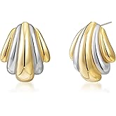 Chunky Gold Earrings Cubic Zirconia Dangle Earrings for Women Trendy Gold and Silver Dangly Statement Large