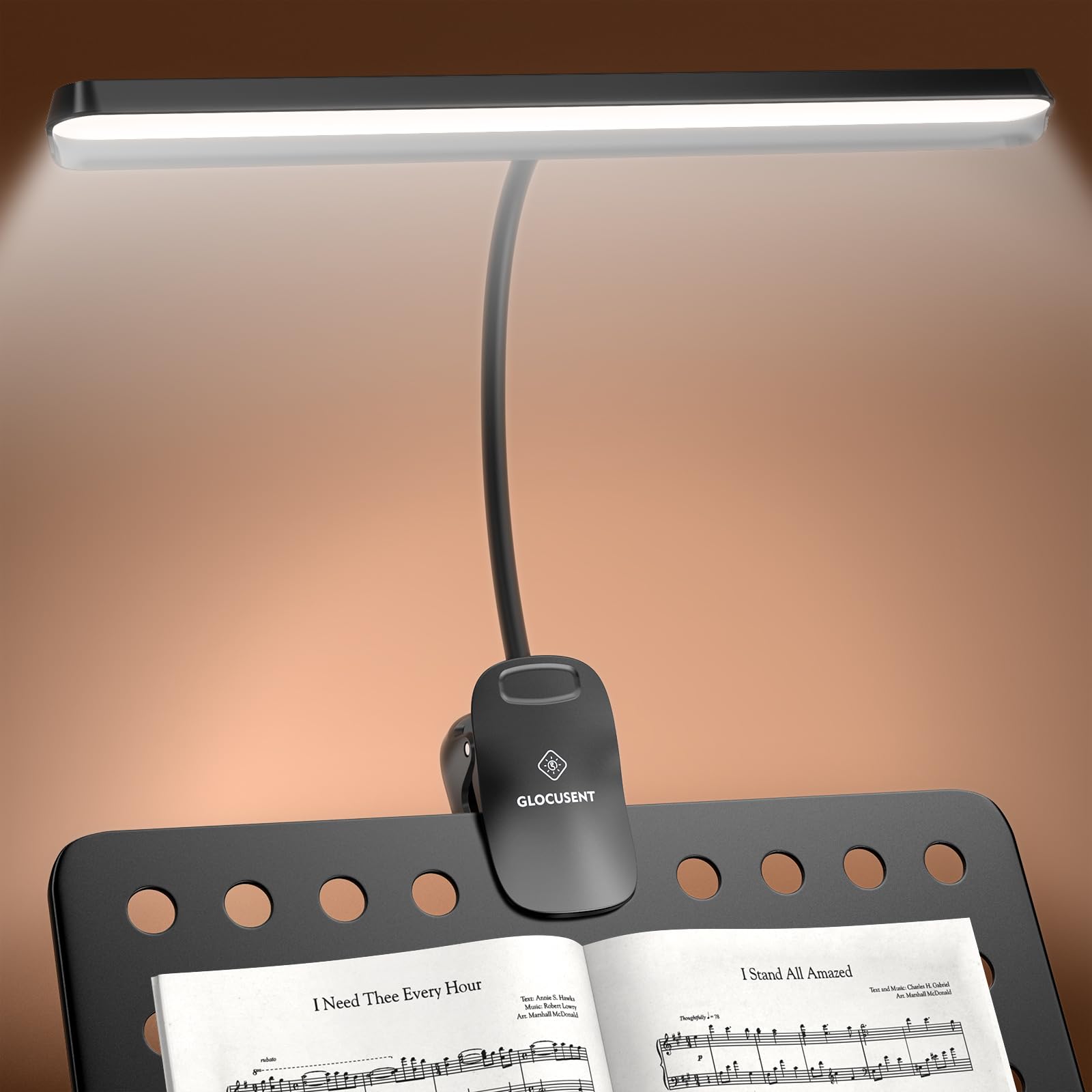 Photo 1 of Glocusent 81 LED Music Stand Light, Super Bright & Eye Caring, 3 Color & 5 Brightness Piano Lamp with Shield, Rechargeable Long Lasting to 150-Hr, Perfect Piano Light for Grand Piano, Keyboard, Guitar