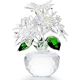 Enjinkail Handmade Crystal Daisy Figurine - Clear Glass Flowers Gifts for Women, Elegant Home Decor & Table Centerpiece