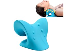 OORMGSRC Cervical Traction Device, Neck Stretcher Cervical Traction for Muscle Relax, Neck Hump Corrector for TMJ Pain Relief, Shoulder Relaxer, Spine Corrector (Blue)