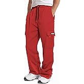 GYMBULLFIGHT Men's Cargo Sweatpants Loose Fit Pants Joggers for Men with Pockets, Open Bottom Drawstring