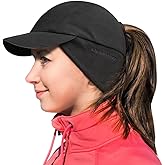 GADIEMKENSD Women's Winter Ponytail Hat Reflective Fleece Running Hat with Drop Down Ear Warmer