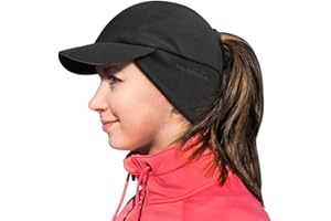 GADIEMKENSD Women's Winter Ponytail Hat Reflective Fleece Running Hat with Drop Down Ear Warmer