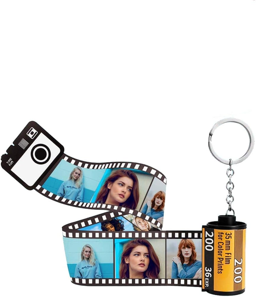 Custom Picture Camera Film Roll Keychain Personalized Keychains with Multi photos Reel Album
