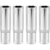 3/8-Inch Drive Deep Socket, 12mm 6-Point Metric Socket Set, 4-Piece | Polished Chrome Steel, 4-Piece Replacement Pack for Automotive and DIY Repair