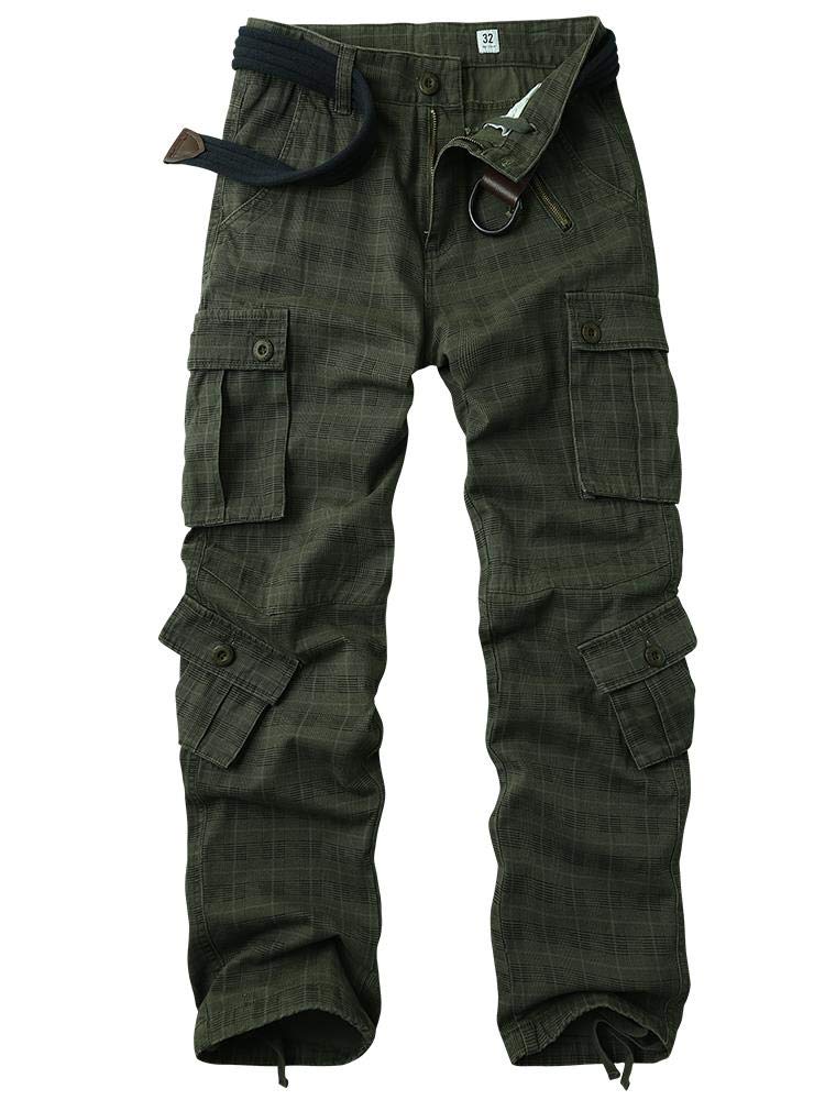 AKARMY Men's Cotton Casual Military Army Camo Combat Work Cargo Pants with 8 Pockets