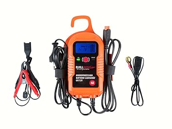 Bullwing Ladegerät intelligentes Baterrieladegerät für Auto KFZ Motorrad 12V 6V 4A Mikroprozessor Universell vollautomatisch