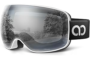 Lamicall Ski Goggles with Ultra HD Lens - 100% UV Protection, 3X Anti-Fog & OTG Design for Skiing, Snowboarding, Snowmobile