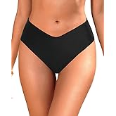 Zmart Mid Rise Bikini Bottoms - Women's Moderate-Full Coverage Bathing Suit V Cut Swimsuit Bottom