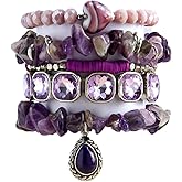 Yomisa Boho Beaded Bracelets/Bangle for Women,Multilayer 5/6/7PCS Healing Natural Handmade Stone Bead Bracelets Stackable Stretch Friendship Beaded Bracelet Set Trendy Western Bohemian Jewelry Gift