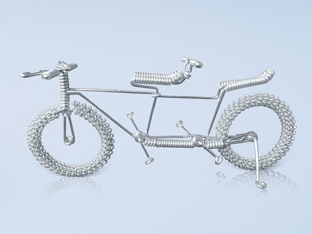 Unique Metal Crafts Gift Art Road Tandem LOVE Bike Model Wedding Christmas Tree Ornaments Decorations Decor Bicycle Cake topper Toys Artwork for Men/women/boys/girls/kids/cyclists/party supplies