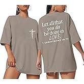 Lytiarul Christian Shirts for Women Oversized Jesus Religious Faith Tshirt Sayings Bible Verse Inspirational Tees Casual Tops