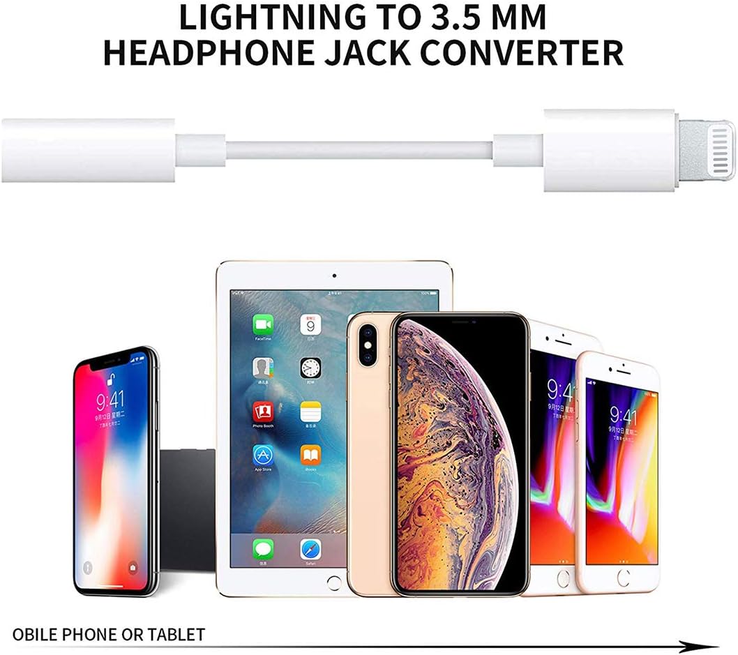 [Apple MFi Certified] Apple Lightning to 3.5 mm Earbuds/Headphones/Earphones Jack Adapter Cord Dongle Aux Cable Converter Accessories Compatible with iPhone 11/Xs/XR/X/8,7/8,7 Plus/ipad-IOS13-2 Pack