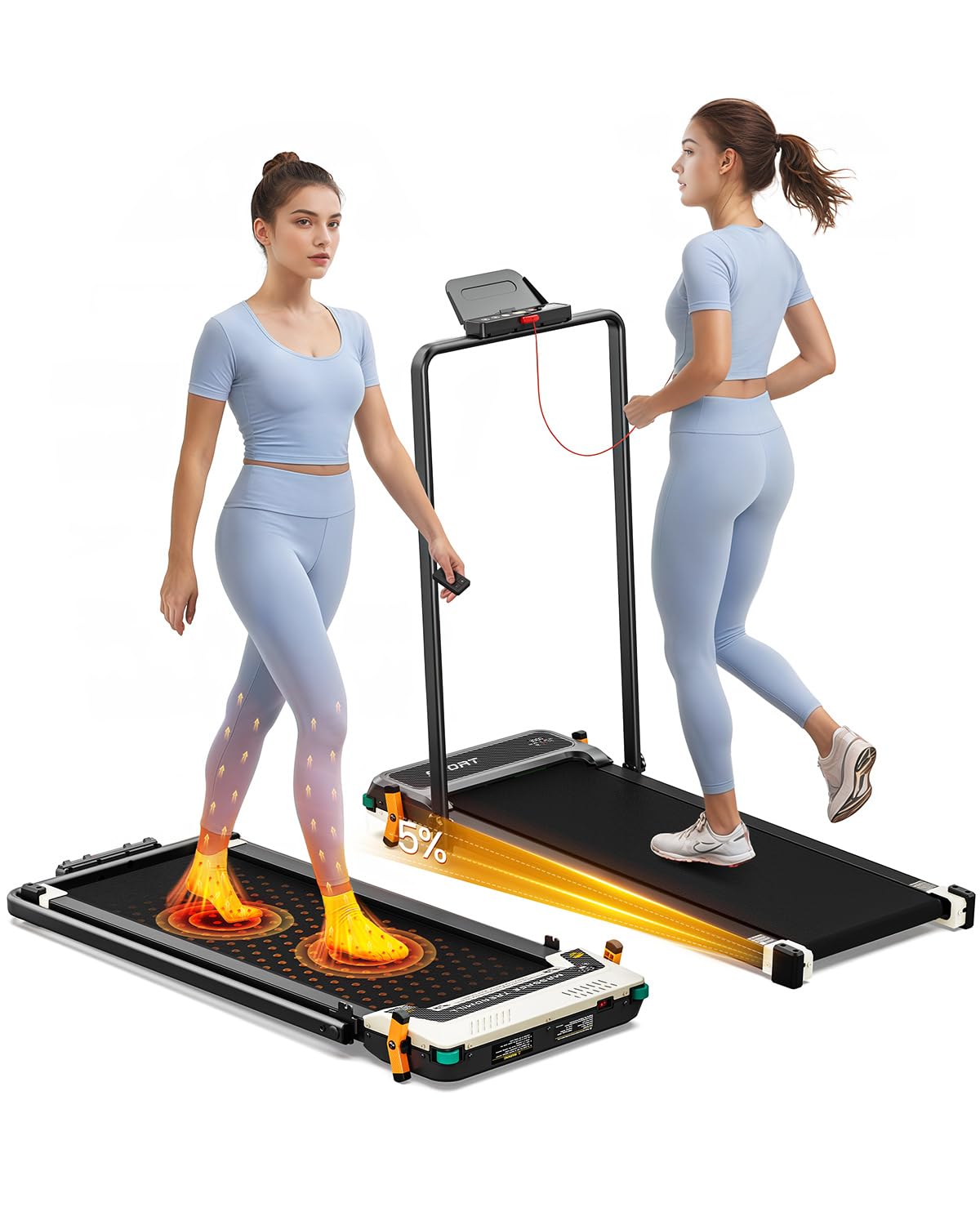 Photo 1 of **FOR PARTS** FUNRAY Versatile Walking Pad with Incline - Dual-Sided Under Desk Treadmill with Foot Massage,Portable Compact Treadmills with 330LBS Weight Capacity,2 in 1 Walking Treadmill for Home/Office-Classic