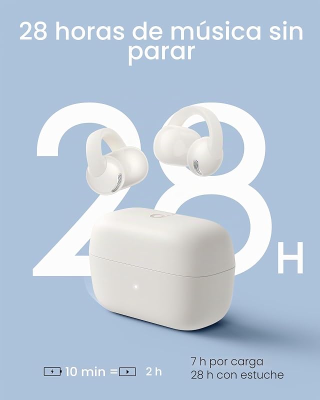Anker C50i, auscultadores abertos, auscultadores de clip, design FlexiClip, altavoces de 12mm com graves potentes, chamadas claras por IA, uso 28h, ajuste seguro, IP55, Bluetooth 6.0.