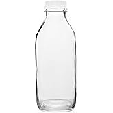 Fox Run Glass Classic Milk Bottle With Lid, 32 oz or 1 Quart Capacity