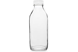 Fox Run Glass Classic Milk Bottle With Lid, 32 oz or 1 Quart Capacity