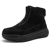 Women's Orthopedic Diabetic Wide Winter Ankle Boots: Comfortable Arch Support Plantar Fasciitis Warm Mid Snow Boots, Orthotic Casual Leather Dress Oxofrds Walking Shoes for Foot and Heel Pain