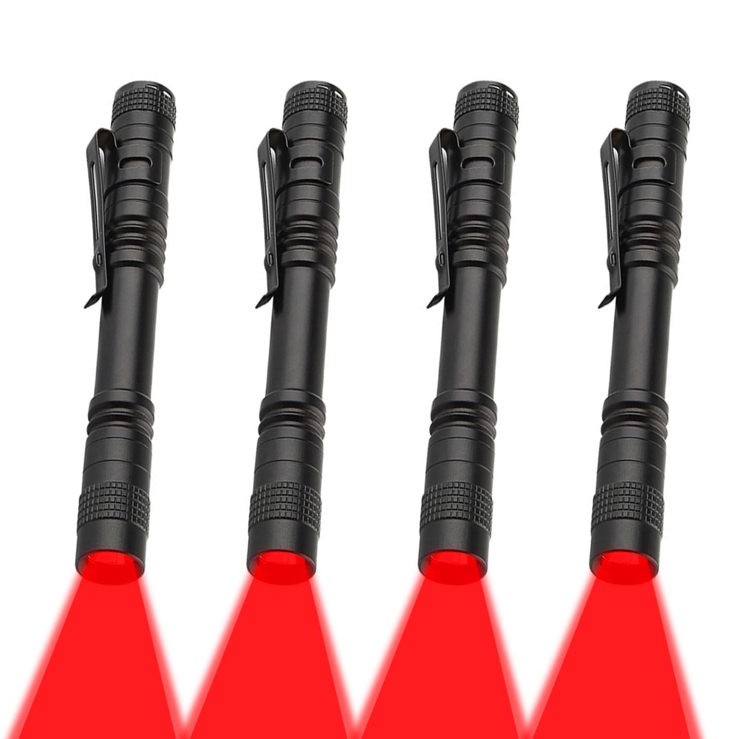 MVIOCS 4 Pack Red Light Flashlight, Red LED Flashlight Red Light Pen Light Flashlight Super Bright Red Flashlight Red Torch for Astronomy, Aviation, Night Observation and Outdoor Activities