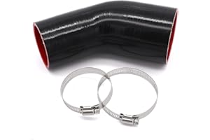 TuoLauthon 45 Degree 2-1/2 to 3 inch(63-76mm) Silicone Reducer Coupler Hose,4-Ply Reinforced,Length 4inch(102mm) with 2PCS clamps Turbo/Intercooler/Intake Piping Reducer