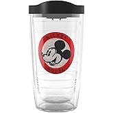 Tervis Disney Mickey Mouse Badge Made in USA Double Walled Insulated Tumbler Travel Cup Keeps Drinks Cold & Hot, 16oz, Classic
