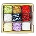Fowod 3 Strings Beaded Ribbon, Tree Garland, Satin Ribbon and Organza Wired Ribbon, 33 Feet,Silver
